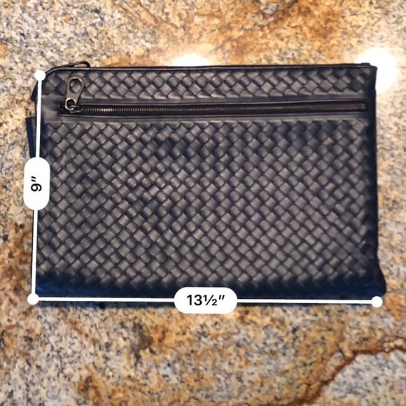 Bottega Veneta Folio Unisex Blue Leather 1000%Auth - Picture 2 of 5